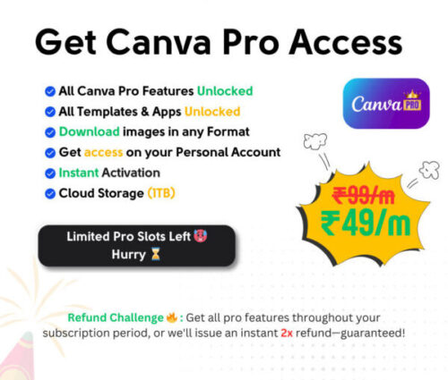 Canva Pro Subscription Cheap Price – ₹49/Month
